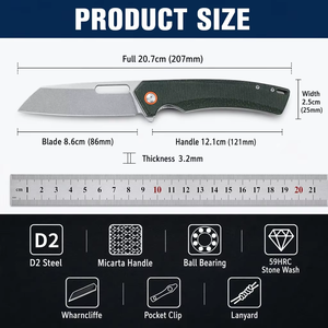 Cuchillo Plegable D2 de Alta Calidad para Camping, Mango de Micarta, Cuchillo de Bolsillo para Exteriores, OEM EDC, Supervivencia, <span class=keywords><strong>Bushcraft</strong></span>, Venta al por Mayor, Cuchillo Personalizado GT957 - Product Image 6