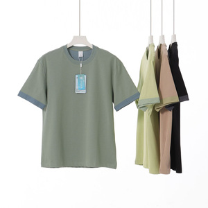 T-shirt Estiva Pesante 240G in Cotone Misto Solona a Doppia Faccia, Girocollo, Asciugatura Rapida, Moda Semplice, Unisex - Product Image 2