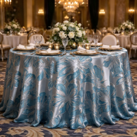 Nappe de table en jacquard métallique à grandes fleurs de qualité supérieure, nappe brillante pour mariage, banquet, fête, événement, vente en gros