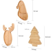 Ensemble de plateaux de service en bambou de Noël, plateaux à apéritifs en forme de sapin de Noël, vaisselle pour restaurant, hôtel, fête de Noël