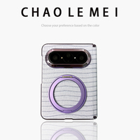 Étui de téléphone en cuir véritable pour Huawei PuraXMax, protection d'écran intégrée, béquille rotative électroplaquée, protection de la charnière