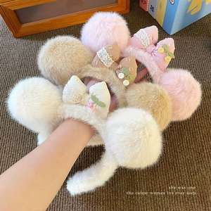 Nouveau bandeau pour femmes en peluche à oreilles de chat, fait main, doux, pour le lavage du visage, pour l'automne et l'hiver - Product Image 3