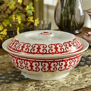 Hot Selling 58 Pcs Nordic Red Railing <b>Patterns</b> <b>Paper</b>-cut Art Dining Room Sets Porcelain Dinnerware Sets - Product Image 2