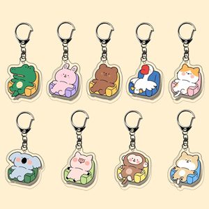 Porte-clés pendentif en acrylique double face motif ours mignon style anime japonais - Tendance mode féminine, design tendance, vente en gros - Product Image 1