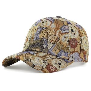 Casquette de baseball unisexe en coton à 6 panneaux avec imprimé ours rétro, visière incurvée, effet délavé, boucle métallique, idéale pour les sports de plein air – Nouvelle collection en promotion - Product Image 3