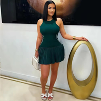 Robe Courte Sans Manches Plissée Côtelée pour Femme – Idéale pour le Quotidien, les Fêtes et les Clubs – Collection 2025