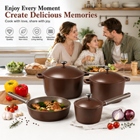 Ensemble d'ustensiles de cuisine en aluminium OEM en gros, casseroles et poêles antiadhésives avec poêle à frire, casserole à lait, spatule en silicone, base à induction – Fabricant