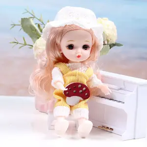 Boneka BJD 16Cm Lucu dengan Pakaian dan Sepatu 1/12 DIY Sendi Dapat Digerakkan Mode Figur Putri Mainan Hadiah Anak Laki-laki Perempuan Princesa Boneca