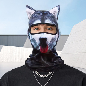 Masque de cyclisme à oreilles de chat, motif animal 3D, protection solaire, impression numérique, respirant, imperméable, pour usage extérieur - Product Image 3