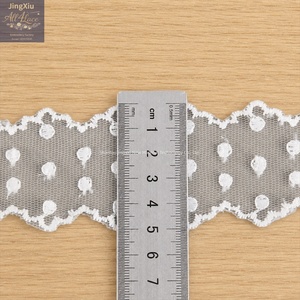 Passamaneria in pizzo ricamato a pois <span class=keywords><strong>con</strong></span> bordi smerlati doppi per fiocchi, elastici per capelli, collane, cucito e lavoretti fai da te - Product Image 5