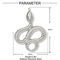 Pendentif Serpent en Acier Inoxydable 304 Plaqué Or 18K, Non Ternissant, Composant DIY pour Artisanat, Collier Classique pour Femme, Cadeau