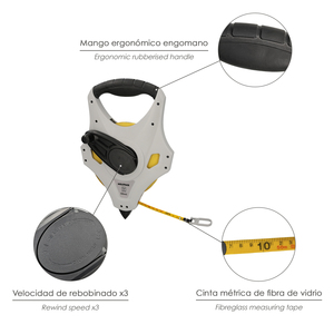 Metro a Nastro in Fibra di Vetro 50 Metri con Sistema di Retrazione 3x Speed - Product Image 3