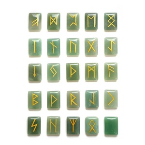 Juego <span class=keywords><strong>de</strong></span> piedras naturales para regalar, chakras <span class=keywords><strong>de</strong></span> Aventurina verde, varias piedras curativas grabadas, 25 unidades, venta al por mayor, <span class=keywords><strong>2022</strong></span> - Product Image 2
