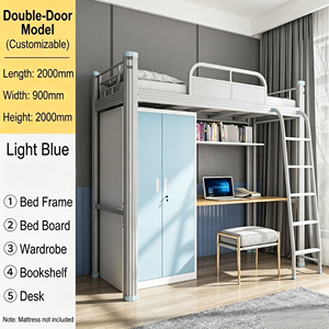 Compact Metal <strong>High</strong> <strong>Sleeper</strong> Bed with Computer Table and Safety Guardrails for <strong>Small</strong> Rooms - Product Image 5