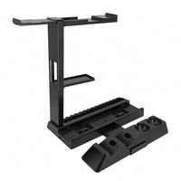 Base Vertical Multifuncional con Ventilador de Refrigeración, Almacenamiento de Discos de Juego y Estación de Carga para Playstation 4, PS4 Slim, Pro, PSVR y Move