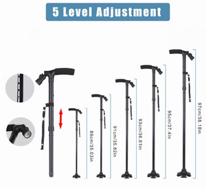 Bastón Plegable de Aluminio Ligero para Caminar, Venta Caliente 2025, para Personas Mayores, Equipado con Correas y Luces LED - Product Image 4