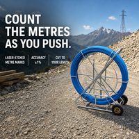 Tire-câble en fibre de verre 12 mm 200 m avec chariot tubulaire pour équipes d'entretien pour le travail sur les conduites de fibre optique pour les longues traversées de conduites de câblage