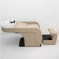 Nouveau Fauteuil de Lavage Capillaire Moderne avec Massage et Bac en Céramique pour Salon de Coiffure et Barbier