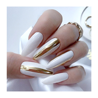 Ongles longs et tranchants à couverture complète en forme d'amande, imprimés à la machine, art argenté, faciles à porter, détachables, à poser sur les ongles