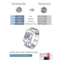Hip Hop Style 1ct Moissanite Creux Diamant Étoile Mâle Anneau 925 Bijoux De Mariage En Argent Sterling pour Hommes
