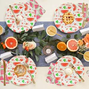 Platos de Papel Modernos de 9 Pulgadas con Temática de Verano, Decoración de Mesa para Bodas, con Bordes Festoneados, Excelente Calidad - Product Image 3