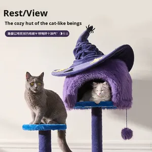 Árbol para Gatos Clásico y Travieso, Diseño de Bruja de Halloween, Ecológico, de <span class=keywords><strong>Madera</strong></span> de Sisal, con 5 Niveles, para Interiores, Ahorra Espacio en Casas Pequeñas - Product Image 1