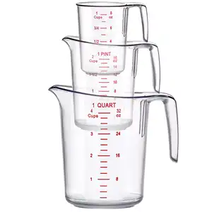 Plastic Measuring Cup Plastic Clear Marking Heat-resistant Angled Grip Spout Stackable Measuring Cup 4 2 QT