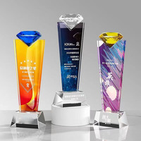 Nouveau Design Personnalisé Coloré Artisanat Plaques Événements Sportifs Employés Exceptionnels Cristal diamant trophée prix POUR Vip Souvenir