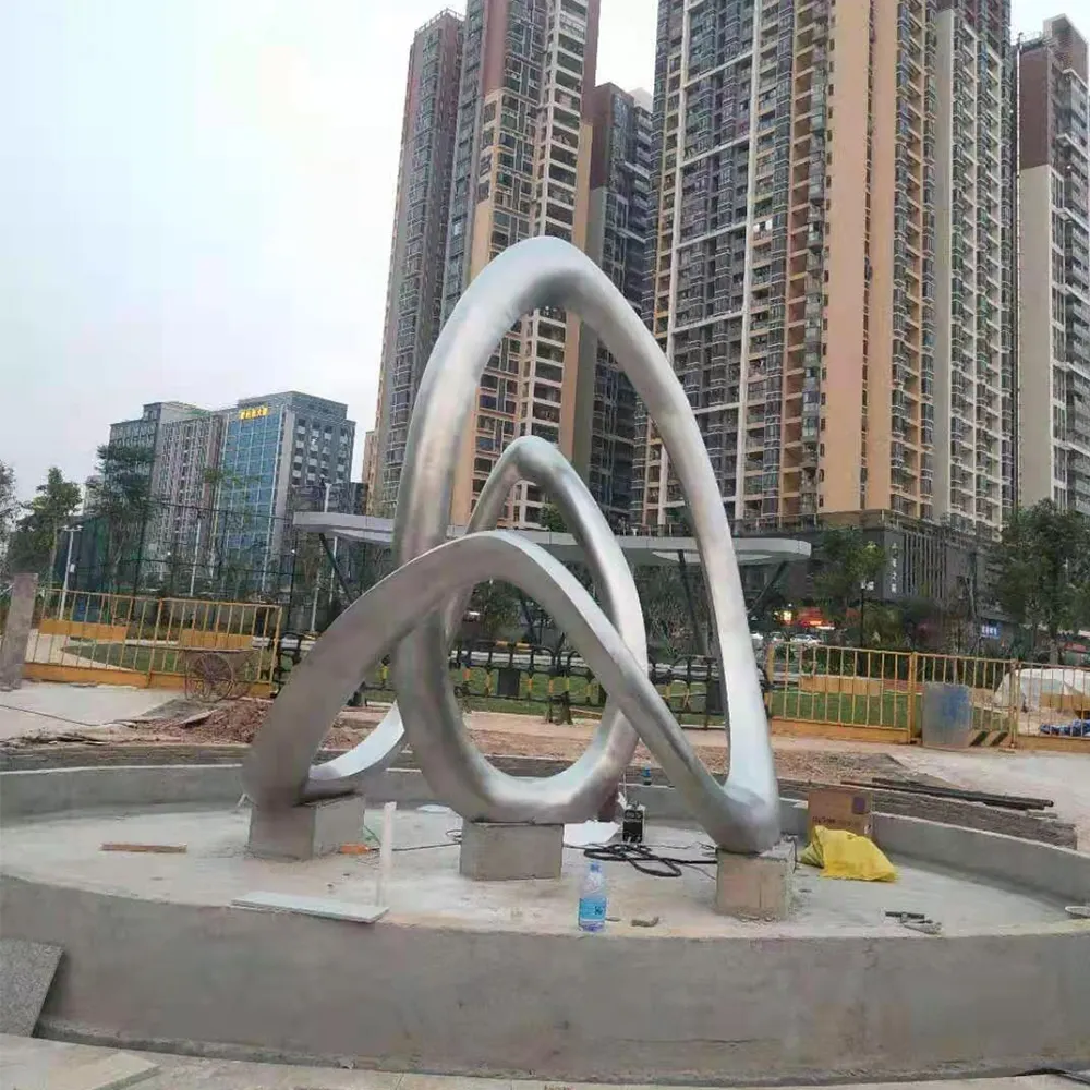 Modern soyut büyük Metal paslanmaz çelik yaşam boyutu özel sanat heykel