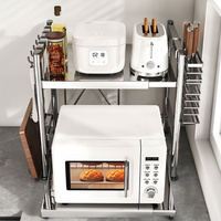 Étagère de rangement rétractable et réglable pour four à micro-ondes, en acier au carbone, pour organiser le comptoir de cuisine