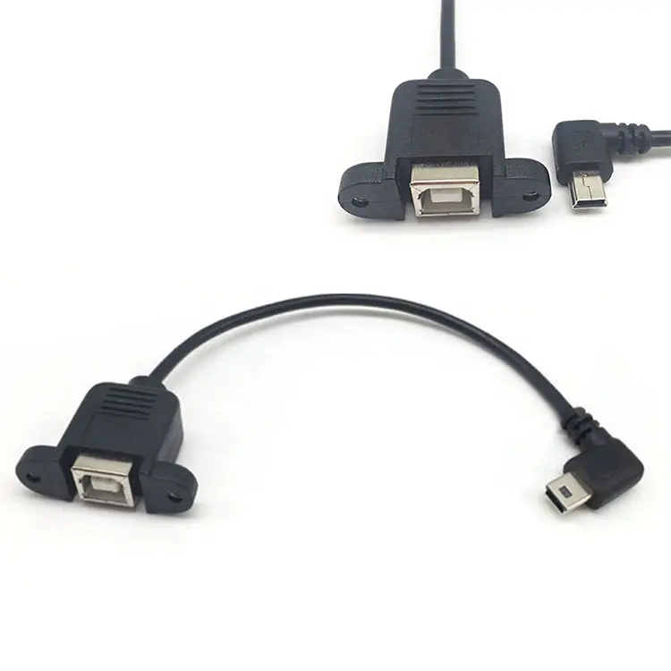 USB elbow male to female data cable USB 2.0 type B to 90 degree right angle mini connector cable