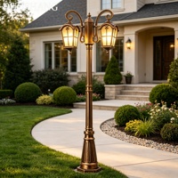 Lampes LED d'extérieur de style européen, étanches IP65, blanc chaud, pour jardin, à tête simple/double, noir/bronze antique, pour villa et pelouse