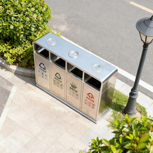 Thùng rác bằng thép không gỉ bán mở tùy chỉnh để phân loại và tái chế thép không gỉ ngoài trời - Product Image 4