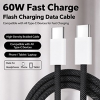 Pengisi Daya Cepat 60W Tipe C ke Tipe C Kabel 1M 2M 3M Kabel Data Pengisian Cepat PD untuk iphone 15 16 17 Pro Max xiaomi Samsung Huawei