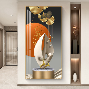 <span class=keywords><strong>Art</strong></span> mural créatif géométrique à impression <span class=keywords><strong>numérique</strong></span> à l'huile avec cadre en métal doré/noir sur toile pour la décoration intérieure - Product Image 3