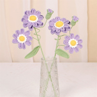 2026 Fleurs au crochet tricotées à la main, bouquets tissés de jacinthe du vent finis, patchs décoratifs pour la maison