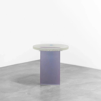 Style nordique brumeux mat petite Table basse en acrylique luxe moderne Villa réception Table ronde en acrylique Simple
