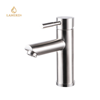 Robinet de lavabo monotrou en acier inoxydable noir mat avec cartouche céramique moderne UPC Watermark et mitigeur chaud/froid à poignée unique