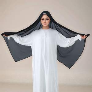 Nouveau foulard prêt-à-porter, <span class=keywords><strong>tuban</strong></span>, long châle, bande élastique, foulards solides, hijab instantané en mousseline, hijab musulman pour femmes avec bretelles - Product Image 3