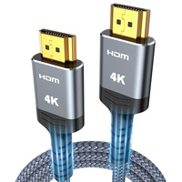 Câble HDTV 4K Xput avancé 2.0 haute vitesse 18 Gbit/s en alliage d'aluminium mâle-mâle tressé en nylon plaqué or, compatible HDR EARC pour HDTV