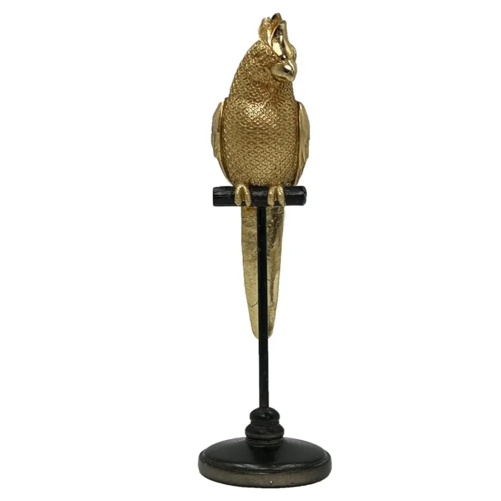 Estátua de papagaio de ouro artesanal em resina artesanal simples ocidental moderna para escritório em casa traz boa sorte presente para mulheres e amigos