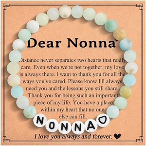 Nuovo Braccialetto Trendy da Donna in Plastica con Perline Naturali da 6mm e Lettere, Fatto a Mano, con Carta Regalo, <span class=keywords><strong>Gioielli</strong></span> all'Ingrosso - Product Image 6