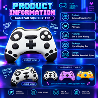 Lot de 12 jouets anti-stress souples en PU en forme de manette de jeu, à remontée lente, en boîte de présentation