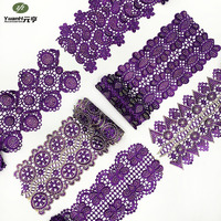Dentelle guipure de 10 cm, dernière tendance, broderie florale, motif soluble à l'eau, polyester, strass, tissu pour accessoires de vêtements DIY