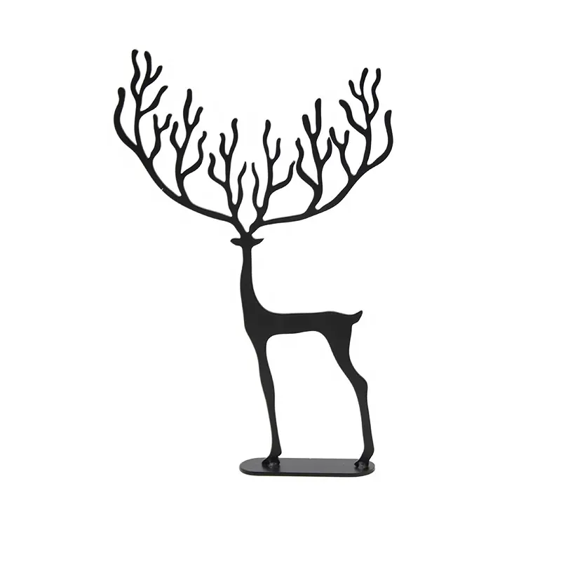 Morden Design Animal Decoration Deer Stand Statue for Home Decor Black Deer Table Living Room Decor