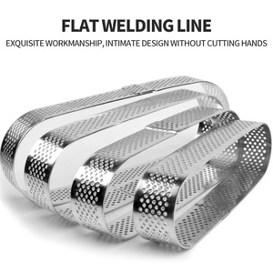 แหวนสแตนเลสแบบมีรูสำหรับทำทาร์ต อุปกรณ์อบขนม แม่พิมพ์เค้กมูส แม่พิมพ์ทำแยมทาร์ต พาย แม่พิมพ์ทำขนม แหวนเค้กทาร์ต - Product Image 3