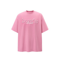 T-shirt Homme 2026 Vintage Style Urbain Perlé Tricoté Motif Lettres 100% Coton Coupe Oversize 270g Grammage Lourd