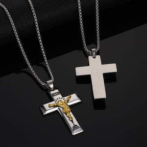 Vente en gros <span class=keywords><strong>de</strong></span> bagues en acier inoxydable, bijoux chrétien, croix jésus homme - Product Image 4