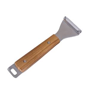 Pelador de acero inoxidable con mango de madera, utensilios de cocina <span class=keywords><strong>necesarios</strong></span>, pelador de frutas y verduras - Product Image 1