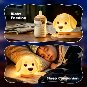 Cute <b>Dog</b> Shape LED Night Light with Remote Control USB Rechargeable Warm White Ambient Lighting for Babies and Kids - Product Image 3